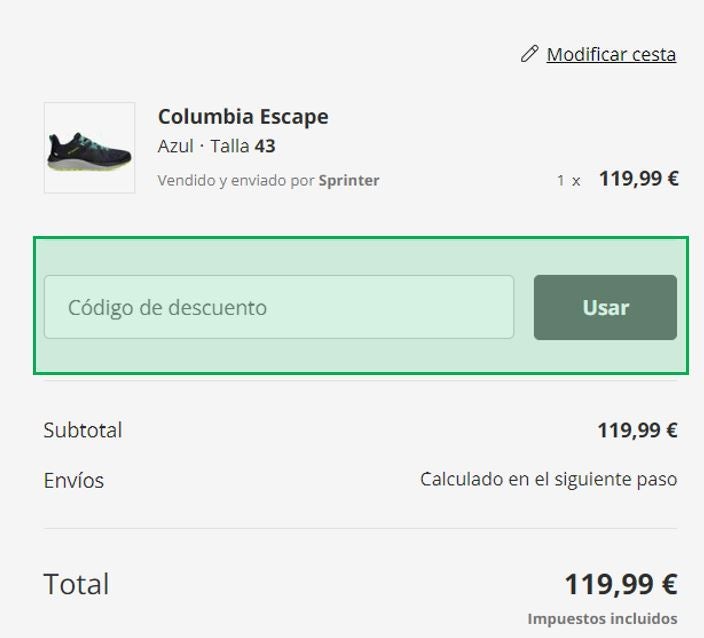 Sportsshoes best sale codigo descuento